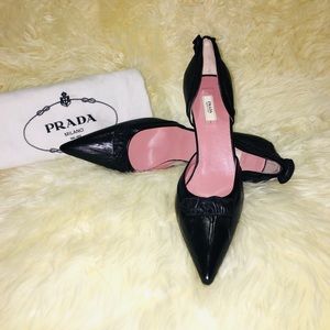Prada Black Leather Stilettos